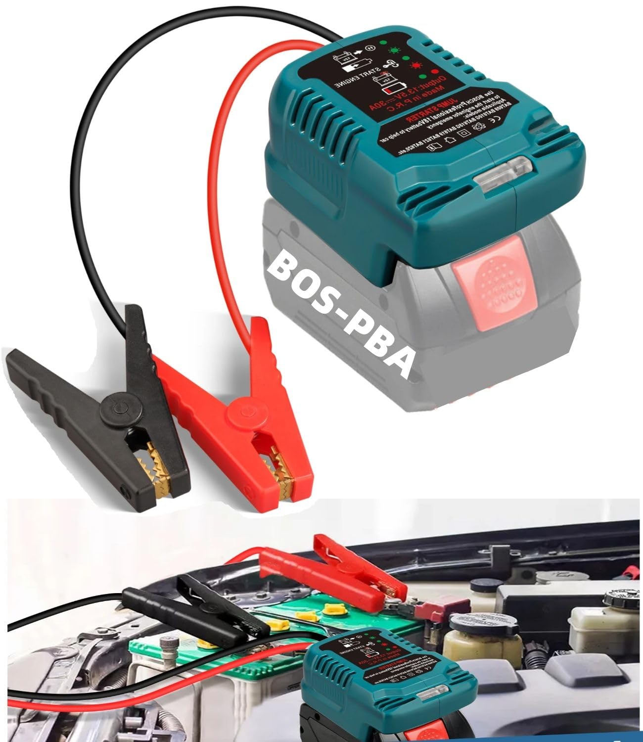 Auto Starthilfe Powerbank Adapter für Bosch PBA Akku,Starthilfegeräte für Autobatterien,Jump Starter Auto,12V Tragbarer Batterie Booster Adapter,Auto Safe Batteriestarter(Batterie Nicht inbegriffen) von MAKBOS