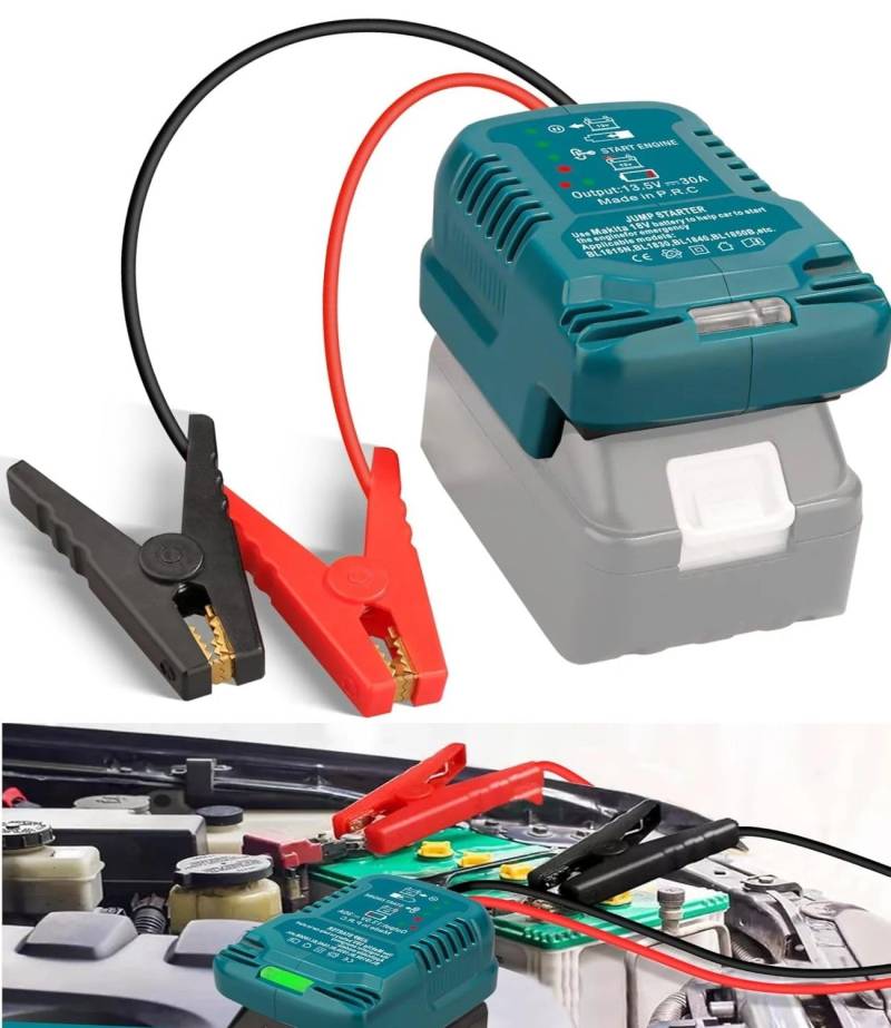 Auto Starthilfe Powerbank Adapter für Makita 18V Akku,Starthilfegeräte für Autobatterien,Jump Starter Auto,12V Tragbarer Batterie Booster Adapter,Auto Safe Batteriestarter(Batterie Nicht inbegriffen) von MAKBOS