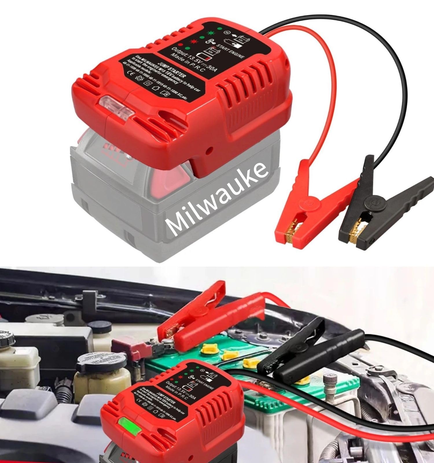 Auto Starthilfe Powerbank Adapter für Milwaukee18V M18 Akku,Starthilfegeräte für Autobatterien,Jump Starter,12V Tragbarer Batterie Booster Adapter,Auto Safe Batteriestarter(Batterie nicht inbegriffen) von MAKBOS