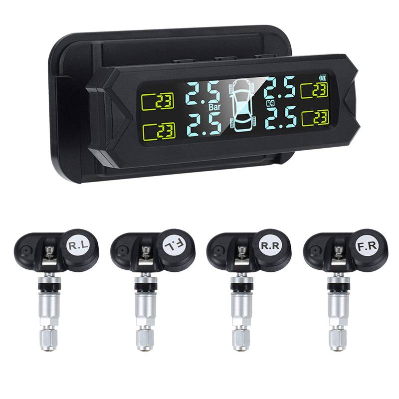 MAKIVI USB Solar Power Reifen Druck üBerwachung System Drahtloses Auto TPMS LCD Display Druck Alarm mit Internem Sensor von MAKIVI