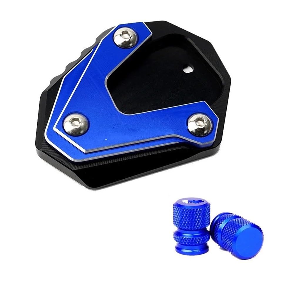 Seitenständer Platte Pad Für CL500 Für CL 500 2023 Motorrad Zubehör Aluminium Ständer Fuß Seite Stehen Enlarger Pad & Rad Reifen Ventil Kappen(Black Combo) von MALIYAE