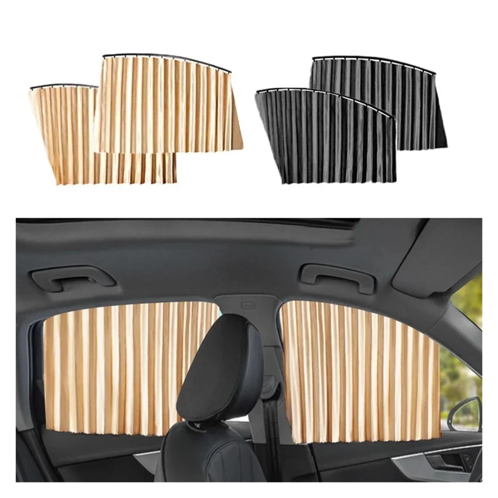 Auto Fenster Sonnenschutz Magnetischer Auto-Sonnenschutz, Fenstervorhang, Autofenster-Sonnenschutz, Sichtschutz, UV-Schutz, Fensterschutz, Innenausstattung Auto Sonnenschutz(Golden 4piece a Set) von MALTAY