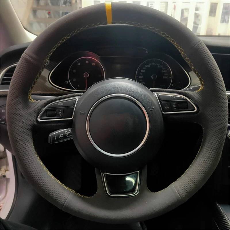 Auto-Lenkradabdeckung Für A3 Für A4 Für A5 Für A6 Für A7 Für Allroad Für RS 7 2014 2015 Für S6 Für S7 2013 Weiches Wildleder Leder Auto Lenkrad Abdeckung Auto Innen Lenkradschutzhülle(Orange Thread) von MALTAY