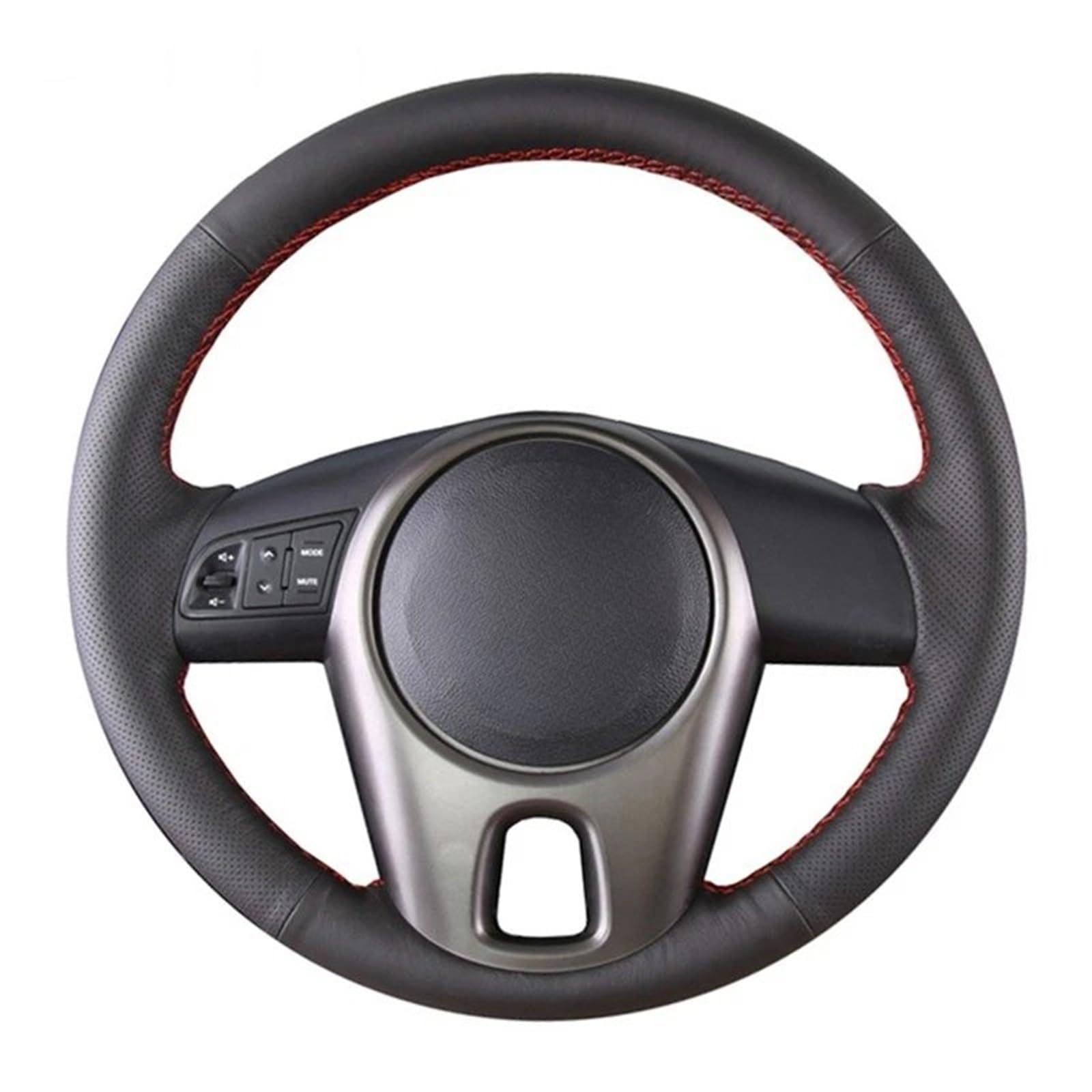 Auto-Lenkradabdeckung Für Kia Für Forte Für Soul Für Rio 2009 2010 2011 Schwarz Hand-genäht Weiche Künstliche Leder Auto Lenkrad Abdeckung Lenkradschutzhülle(Black Thread) von MALTAY