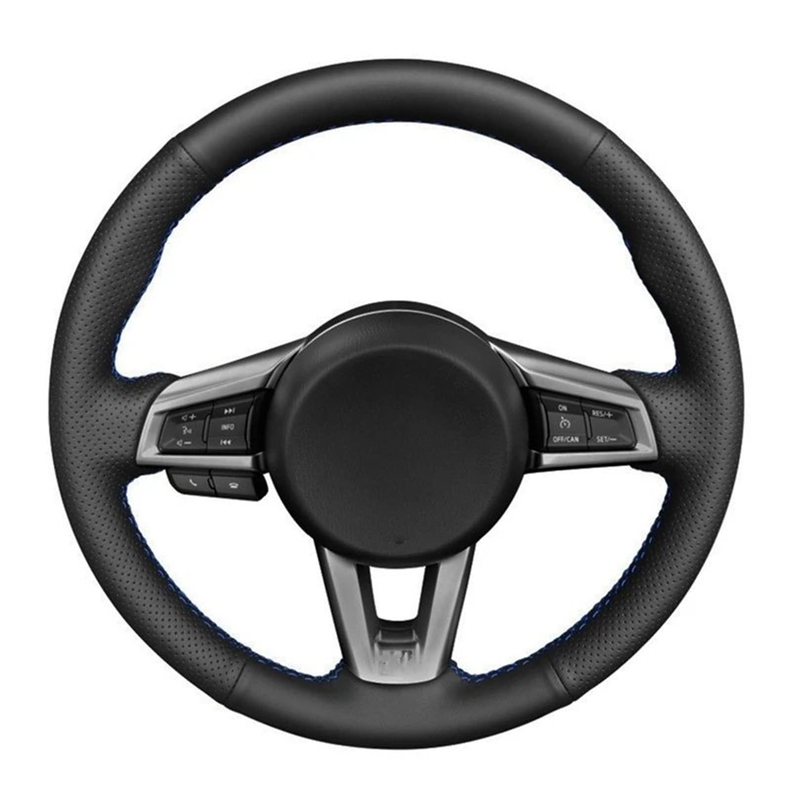 Auto-Lenkradabdeckung Für Mazda Für MX5 Für MX-5 2016 2017 2018 2019 2020 Auto Lenkrad Abdeckung Hand-genäht Weiche Schwarz PU Künstliche Leder Lenkradschutzhülle(Gray Thread) von MALTAY