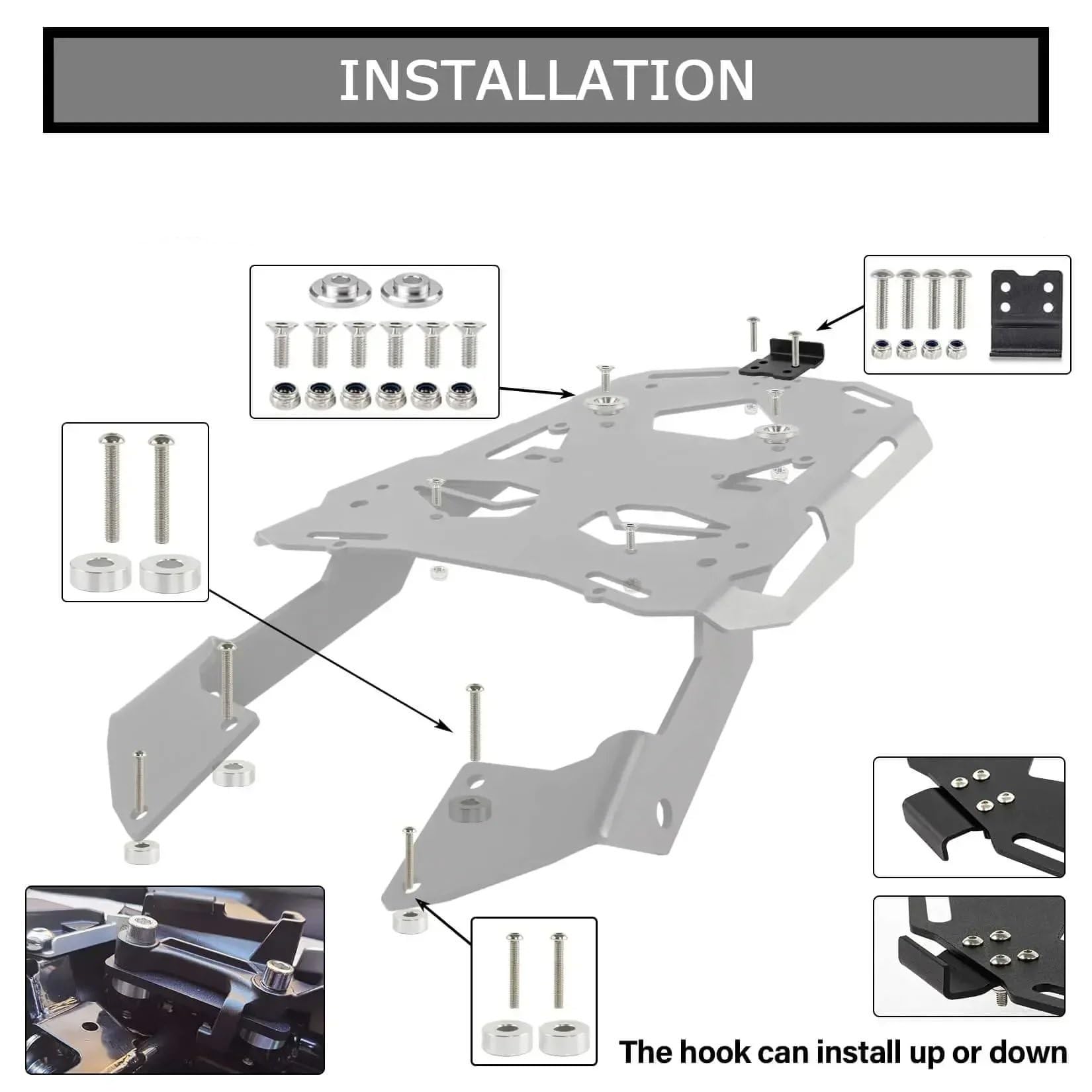 Gepäckablage Für CB500X Für CB500F Für CB400X Für CB 500 400 XF 2012 2013 2014 2015-2023 Motorrad Tailrack Heckträger Gepäckträger Fixierhalter Frachthalterung Gepäckträger Rücksitz Träger(Chrom) von MALTAY