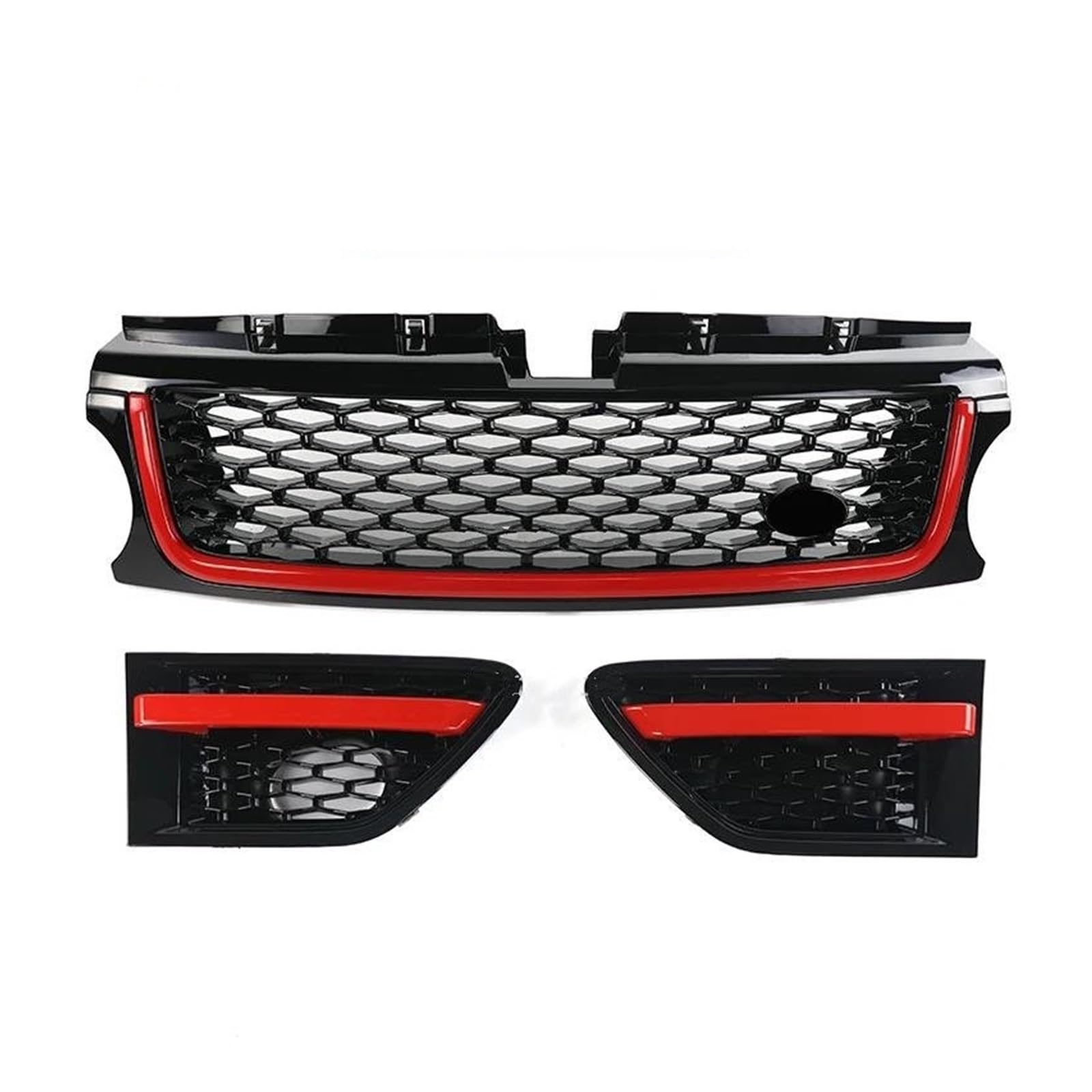 Kühlergrille 3 Stücke Auto Zubehör Für Land Für Rover Für Range Für Rover Für Sport 2010-2013 L320 Auto Front Stoßstange Grille ABS Seite Vent Abdeckung Grills Kühlergrill(Red Black) von MALTAY