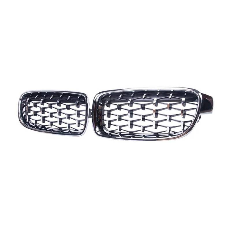 Kühlergrille Auto Front Niere Stoßstange Grill Für F30 F31 F35 3 Serie 320 323 325 330i 2013-2019 Gitter Diamant Stil Racing Grills Grille Kühlergrill(Full Silver) von MALTAY