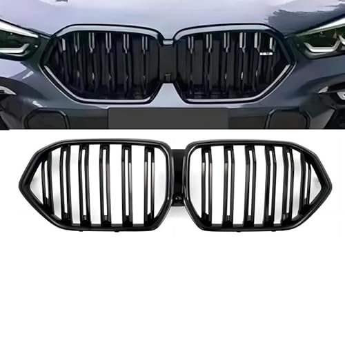 Kühlergrille Auto Front Nieren Grills Grille Glanz Schwarz Silber Diamant Sport Stil Tuning Für X6 G06 2020 2021 2022 2023 Kühlergrill(Gloss Black II) von MALTAY