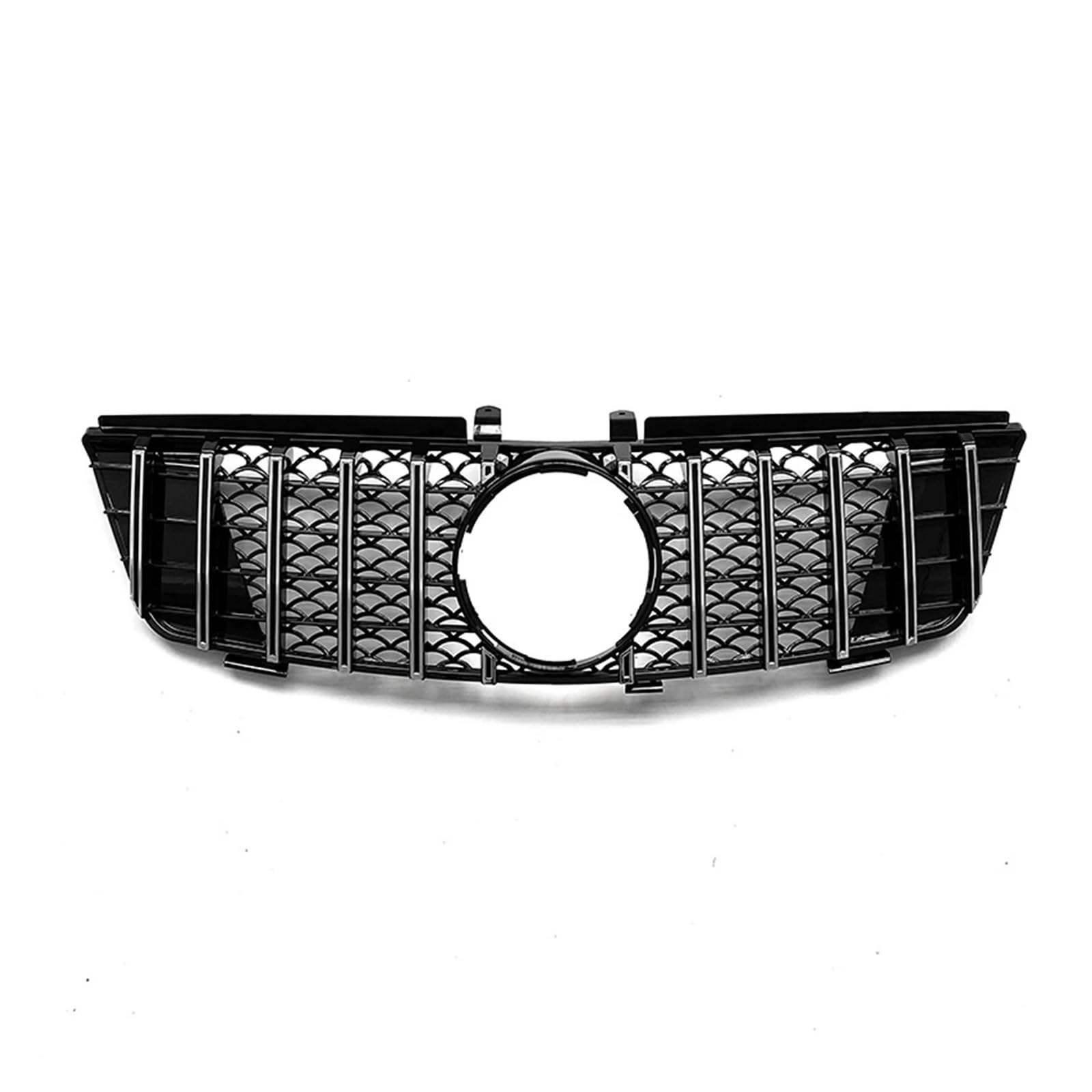 Kühlergrille Auto-Frontstoßstangen-Grill Oberer Kühlergrill Für Benz ML-Klasse W164 2005–2008 ML320 ML350 ML550 GT-Stil Schwarz/Silber Kühlergrill(Silber) von MALTAY