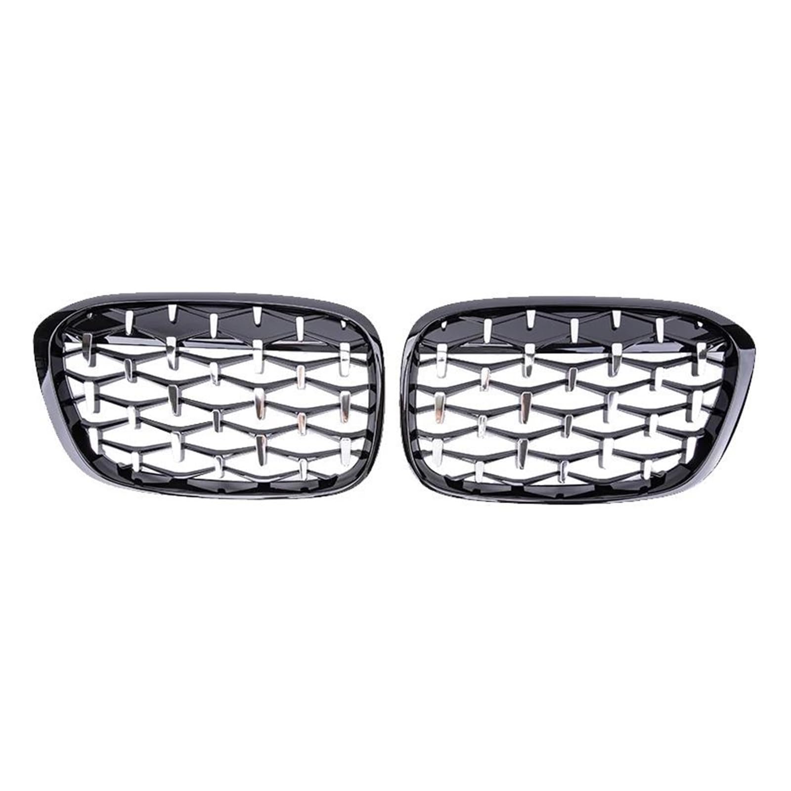 Kühlergrille Auto-Styling-Gitter Für X1 F48 F49 2016 2017 2018 2019 Auto Diamant Front Nierengrill Racing Grill Glanz Schwarz Grills Grills Kühlergrill(Black Silver) von MALTAY