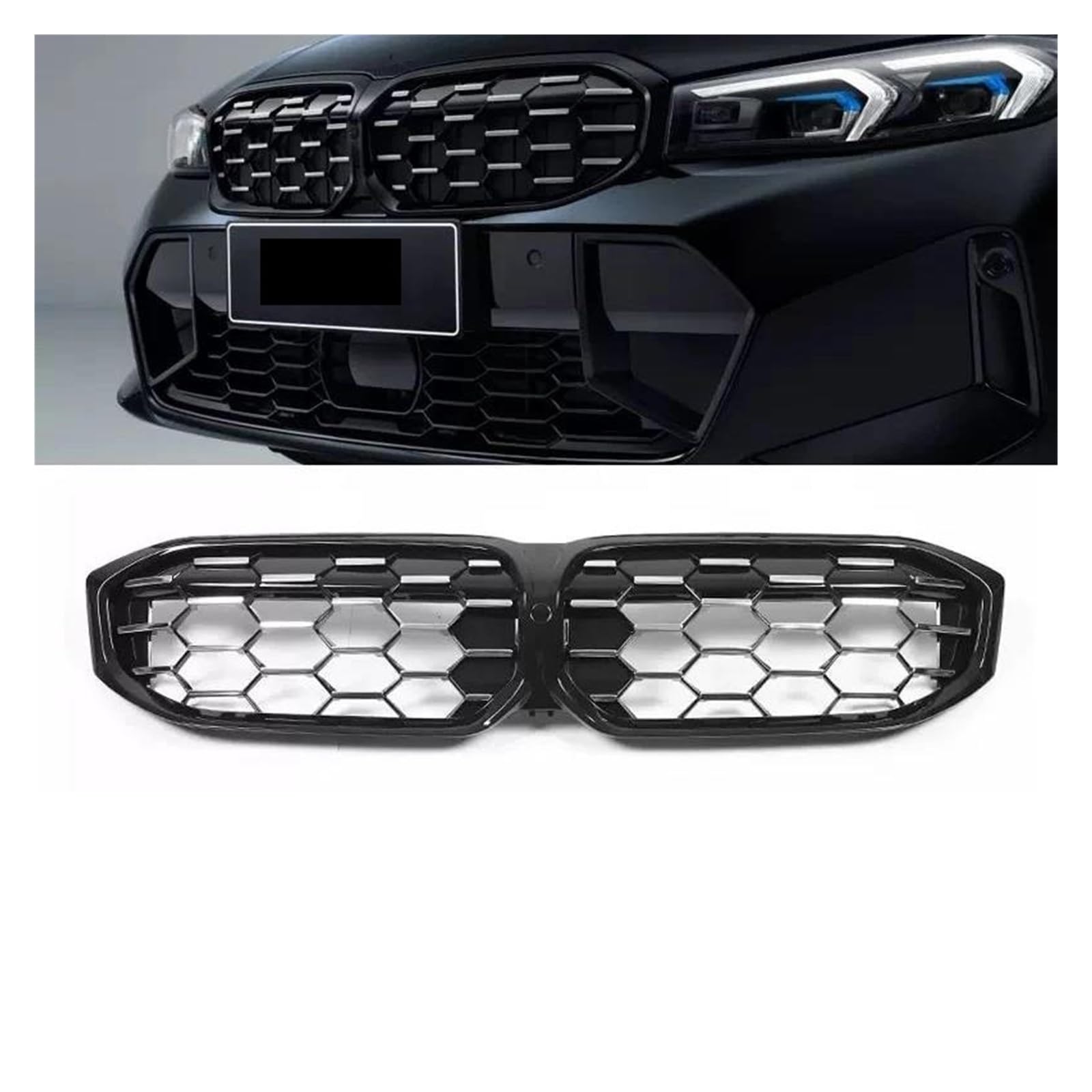 Kühlergrille Für 3 Serie G20 Kühlergrill SCHWARZ Diamant 318i 320i M340i M3 2019 2020 2021 2022 2023 Front Niere Grill Sport Kühlergrill(23 GBlack Silver) von MALTAY