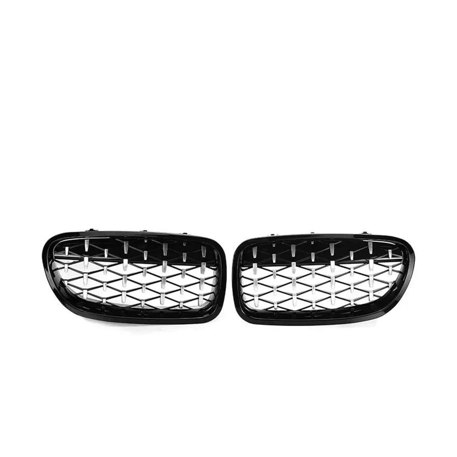 Kühlergrille Für 5 Series F10 F11 F18 2010-2017 Auto-Styling-Zubehör Auto Front Diamond Style Stoßstangengitter Linie Glanzschwarz Kühlergrill(Black and Silver) von MALTAY