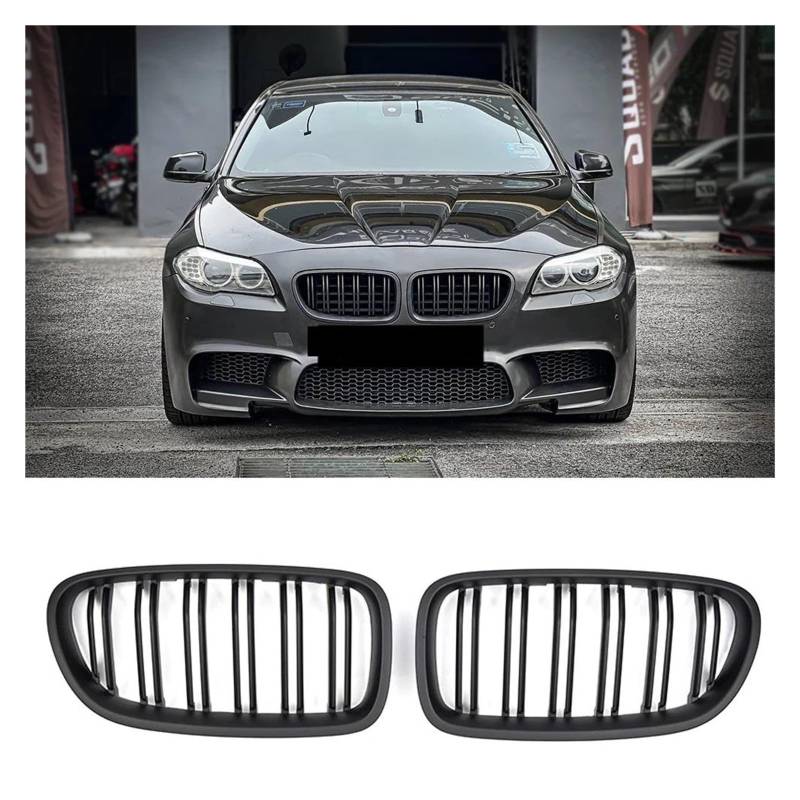 Kühlergrille Für 5 Series F10 F11 F18 520d 530d 540i 2010-2017 Ersatzteil Auto Glanz Schwarz Nierengrill Doppellamellen Racing Grill Kühlergrill(Matt-schwarz) von MALTAY