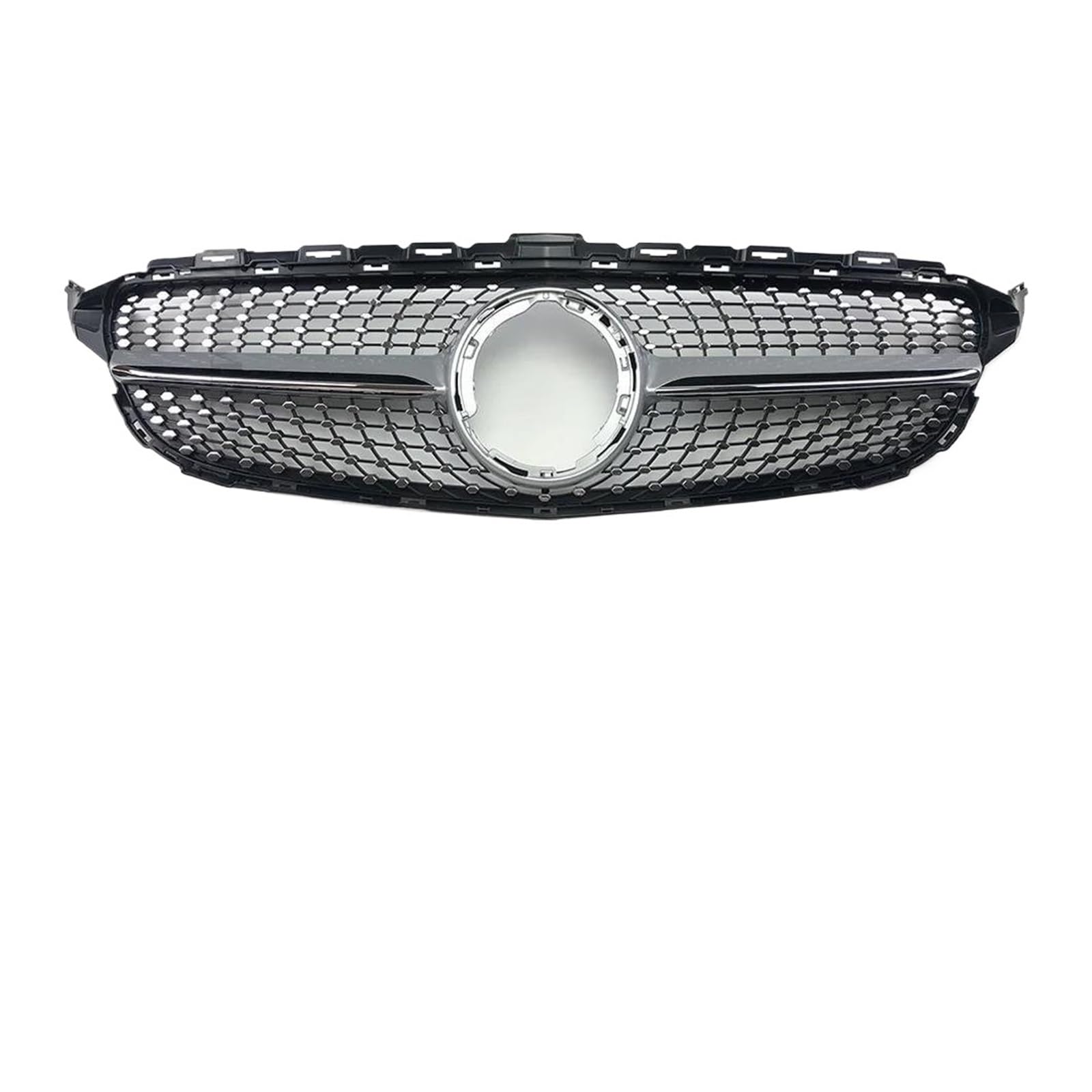 Kühlergrille Für Benz C W205 C205 S205 2014-2021 Für AMG Stil Refit Für GT Für GTR Diamant Inlet Mesh Front Grille Grill Tuning Kühlergrill(19-21 D Silver) von MALTAY