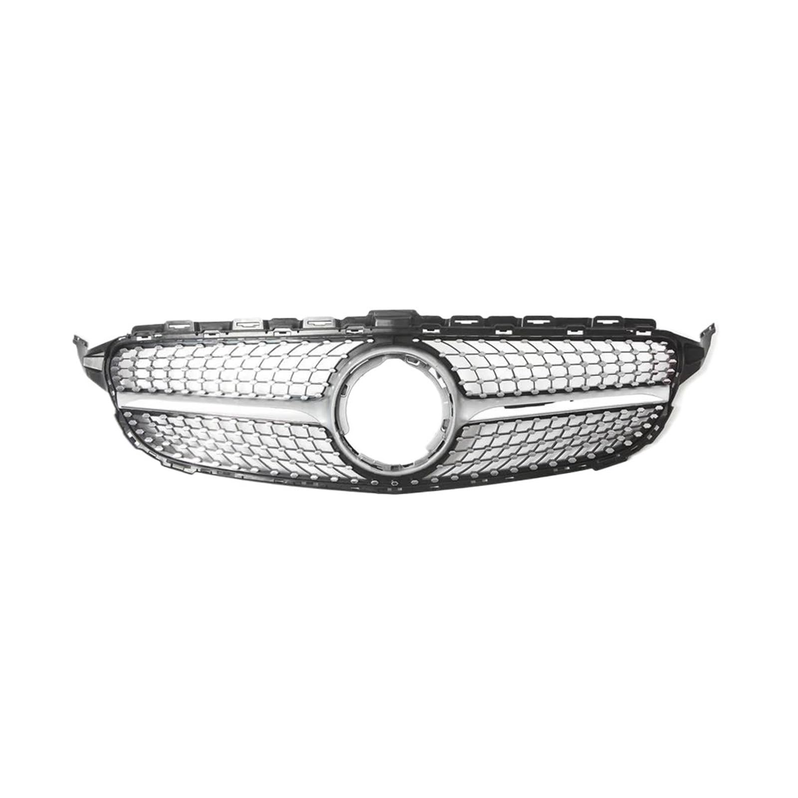 Kühlergrille Für Benz C W205 C205 S205 2019-2021 C180 C200 C250 C260 C300 Frontgrill Racing Grill Diamant Stil Mesh Kühlergrill(D- Silver) von MALTAY