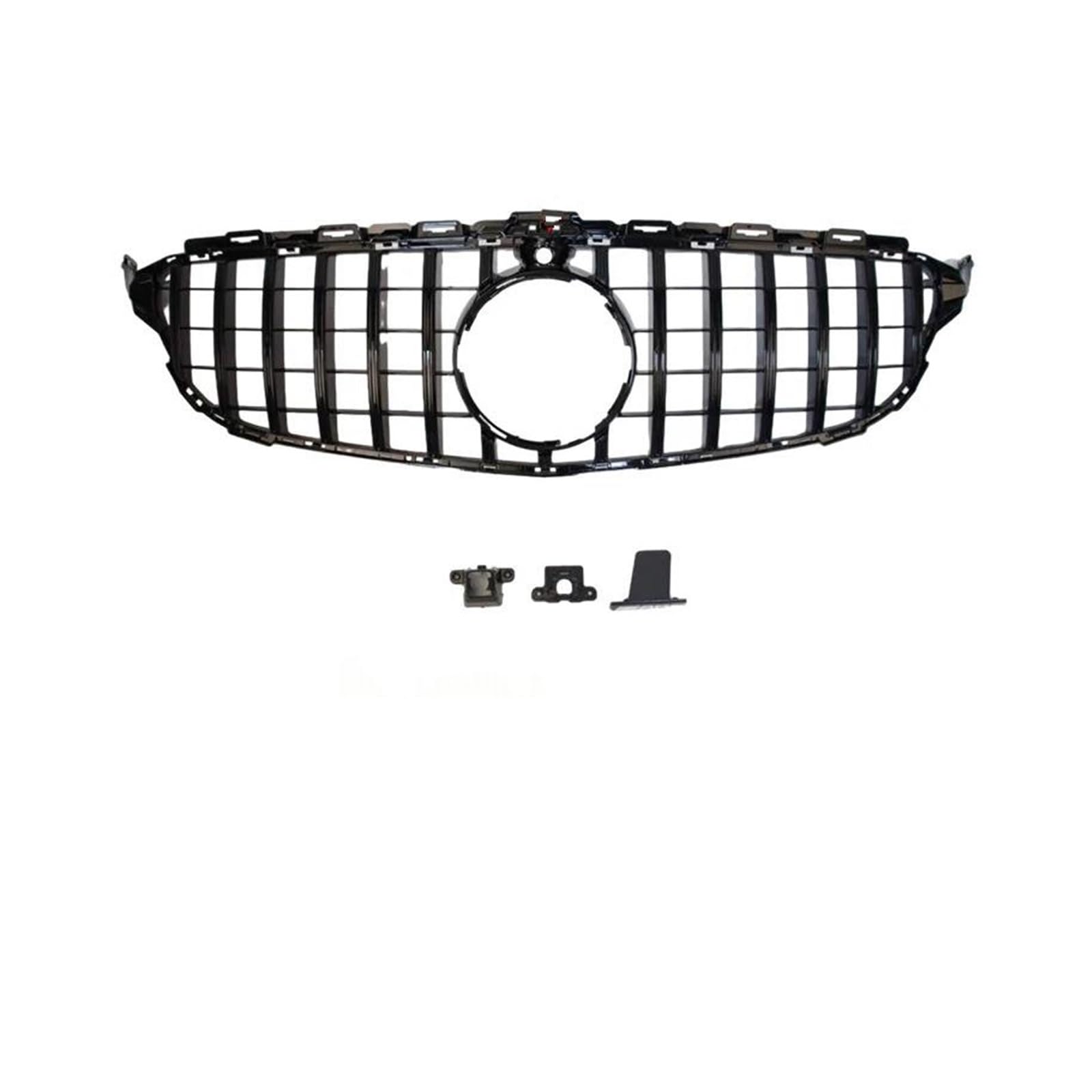 Kühlergrille Für Benz C W205 S205 C205 C180 C200 C260 C300 2014-2021 GT Stil Kühlergrill Racing Grill Mesh Tuning Zubehör Kühlergrill(14-18 Black with Cam) von MALTAY