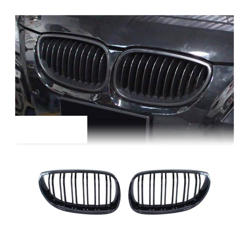 Kühlergrille Für E60 E61 5 Serie M5 525I 525Xi 528I 528Xi 530I 530Xi 2003-2009 Grill Vorne Niere Sport Gitter Haube Grill Kühlergrill(Double Line Black) von MALTAY