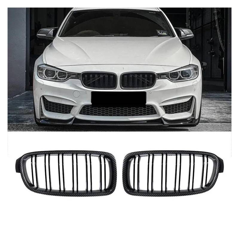 Kühlergrille Für F30 F31 F35 2012-2018 320i 325i 328i Autozubehör ABS Auto-Styling Niere Kühlergrill Dual Lamellengitter Kühlergrill(Carbon Look) von MALTAY