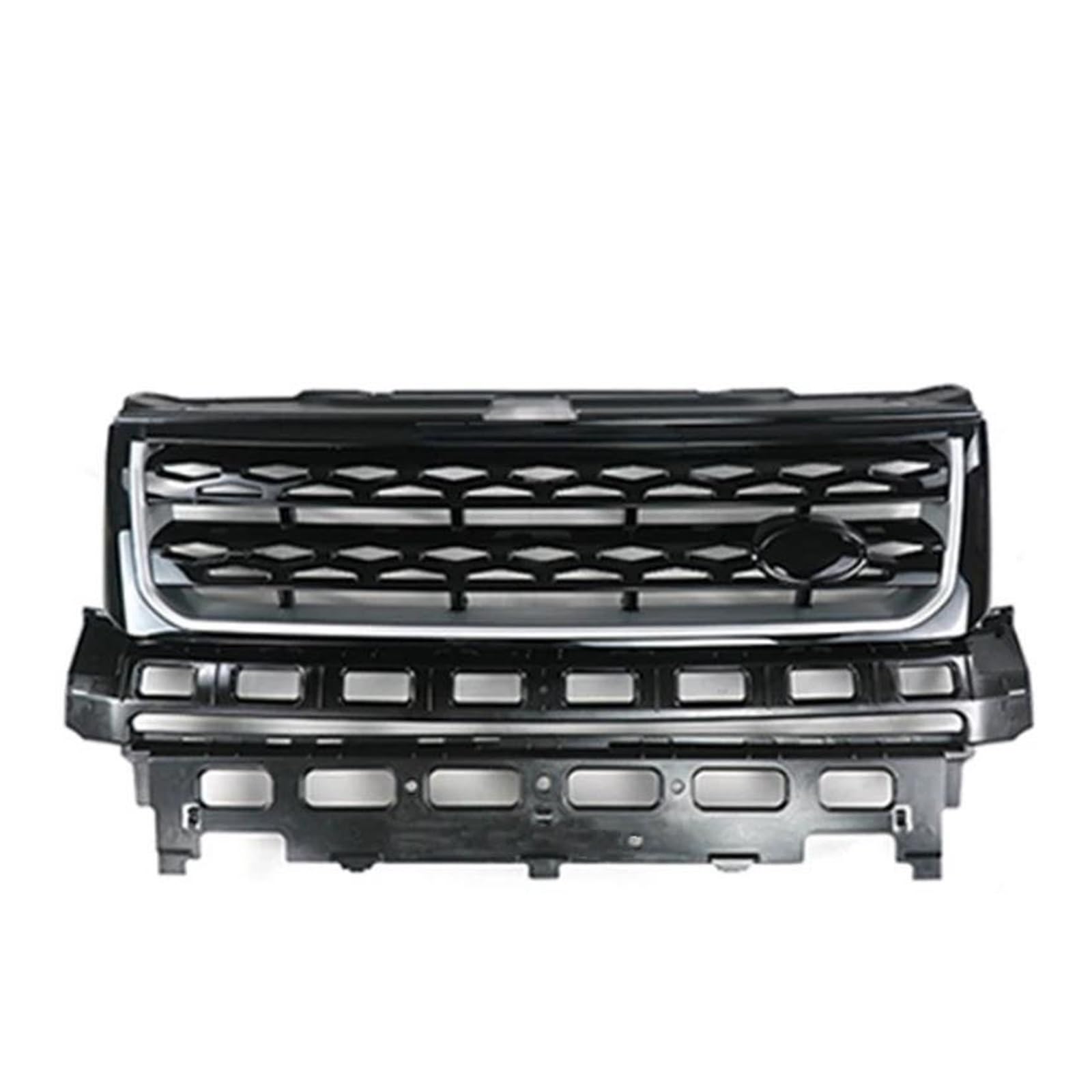 Kühlergrille Für Land Für Rover Für Freelander 2 LR2 2010 2011 2012 2013 2014 2015 2016 Autozubehör ABS Frontgrill Stoßfänger Mesh Grill Kühlergrill(Black Black Silver) von MALTAY