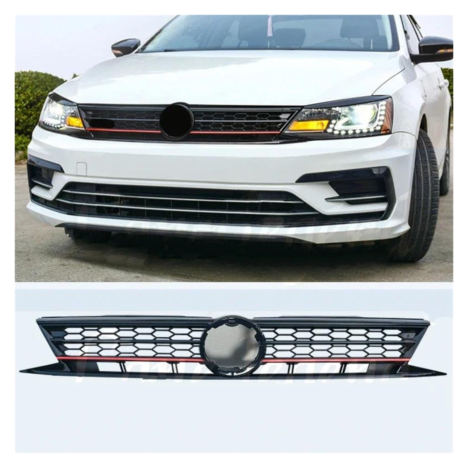 Kühlergrille Für VW Für Jetta MK6 2015 2016 2017 Auto Mithelfer Ersatz ABS Grill Front Upper Kühlergrill Kühlergrill(A) von MALTAY