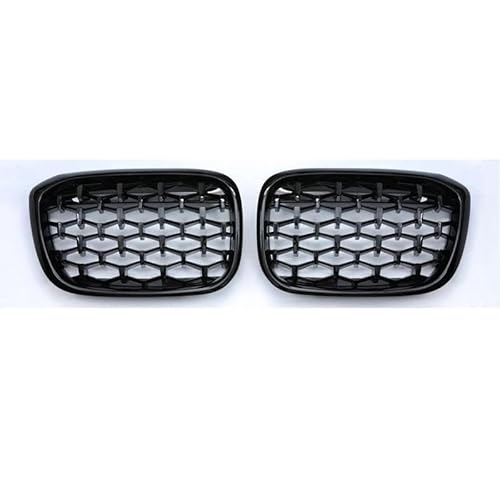 Kühlergrille Paar Auto-Frontstoßstangengrill Für X3 X4 G01 G08 G02 2017-2021 Autozubehör Diamantgrills Meteor Style Ersatzgrill Kühlergrill(Gloss Black) von MALTAY