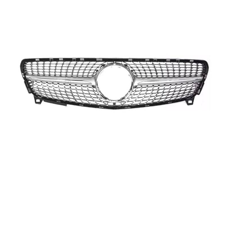 Kühlergrille Trim Styling Für Benz A W176 2013 2014 2015 2016 2017 2018 A180 A200 A45 Einlass Grille Kühlergrill Racing Grill GT Diamant Kühlergrill(Chrome Silver) von MALTAY