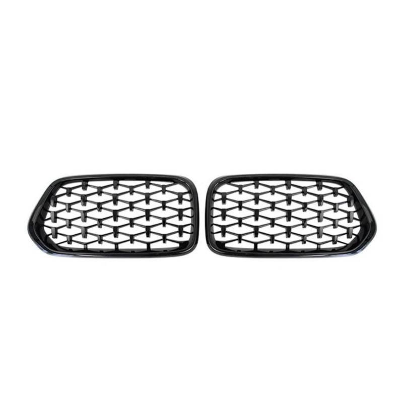 Kühlergrille Trim Zubehör Diamant Auto Front Stoßstange Nieren Kühlergrill Racing Grill Für X2 F39 2018-2022 Glanz Schwarz Gitter Grills Kühlergrill(Gloss Black) von MALTAY