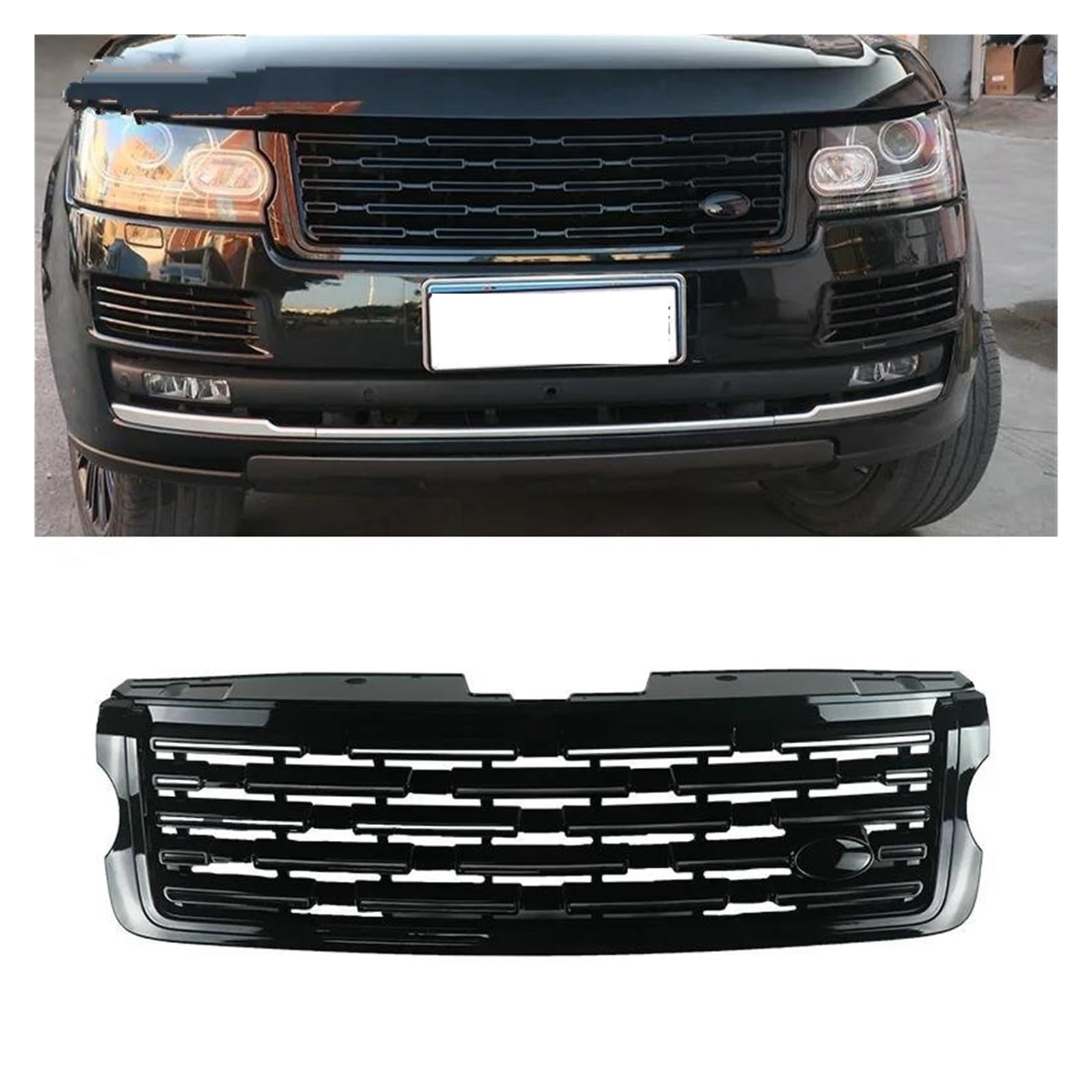 Kühlergrille Upgrade 2023 Kühlergrill Frontstoßstangengrill Für Land Für Rover Für Range Für Rover Für Vogue 2013-2017 L405 Racing Grills Kühlergrill(All Black) von MALTAY