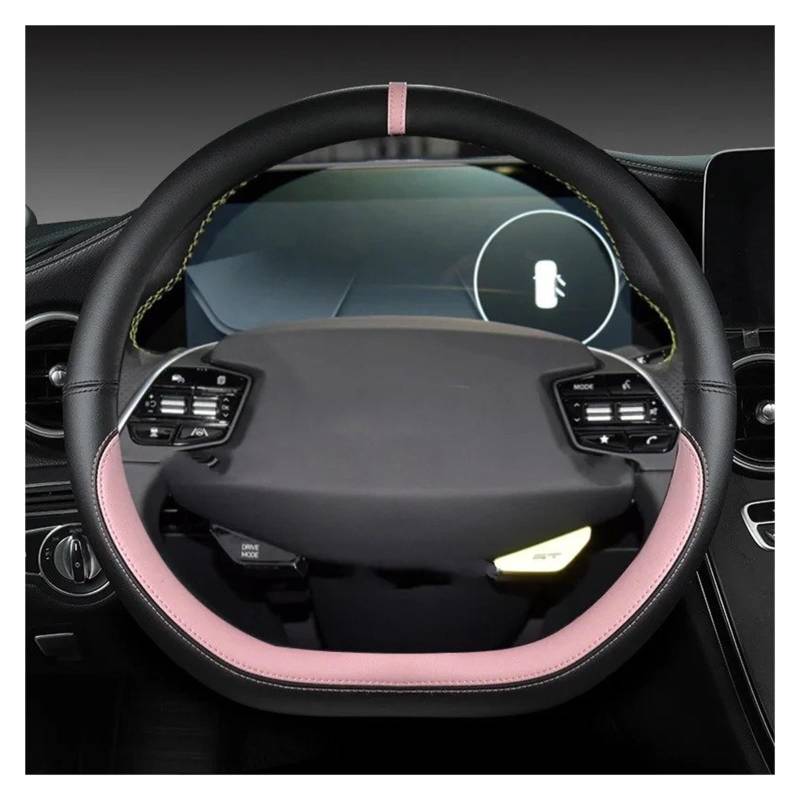 Lenkradbezug Auto Lenkrad Abdeckung Leder Für KIA Für K5 Für KX5 Für K2 Für K3 Für GT Für Marke 2021 2022 Lenkradhülle Lenkradbezug(PINK D Shape) von MALTAY