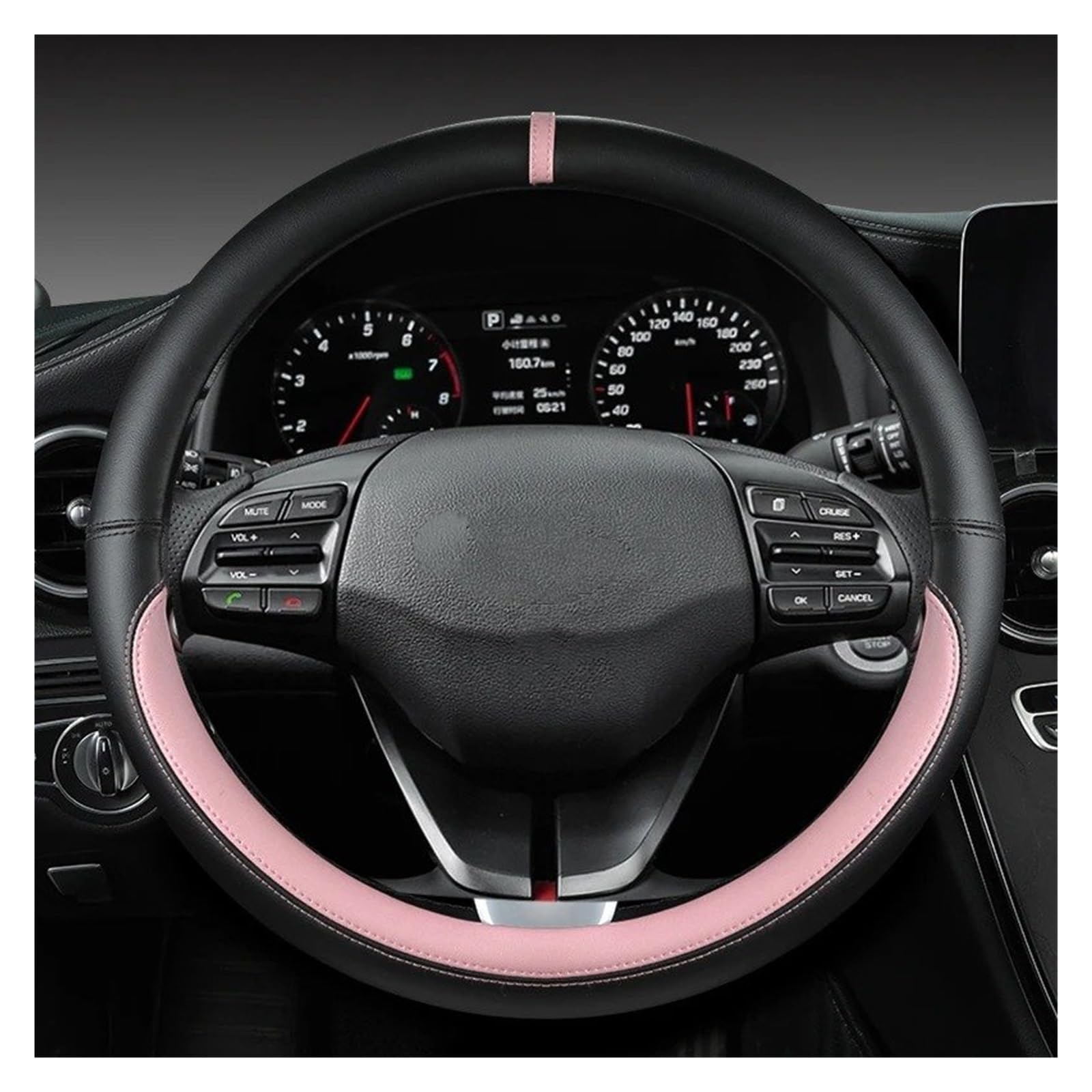 Lenkradbezug Auto Lenkrad Abdeckungen Für Hyundai Für Elantra Für Santa Für Fe Für Kona Für I40 Für Palisade Auto Zubehör Lenkradhülle Lenkradbezug(PINK O Shape) von MALTAY