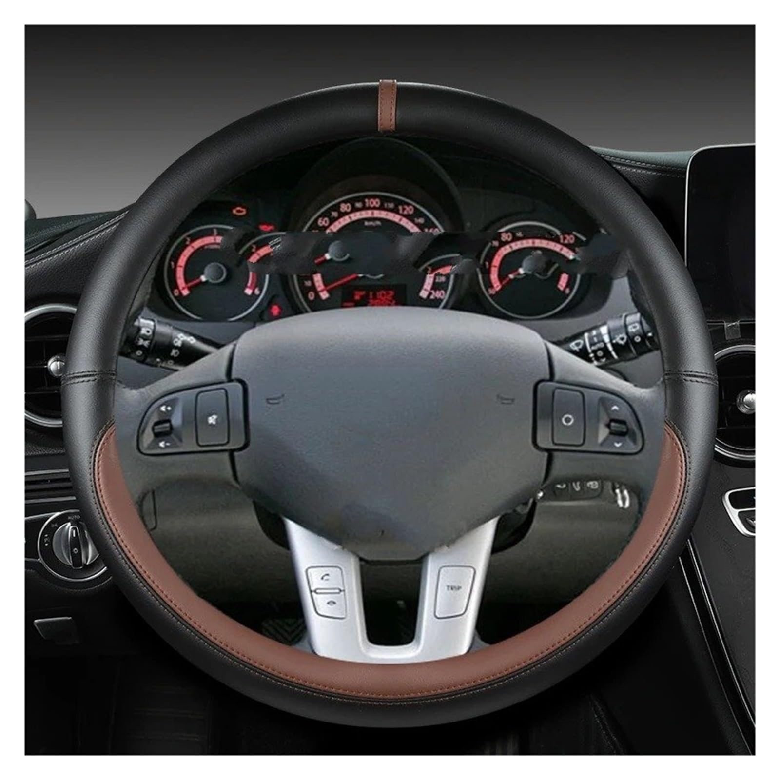 Lenkradbezug Mikrofaser Leder Auto Lenkrad Abdeckung Für Kia Für Ceed Für CEE Würde 2010 2011 2012 Auto Zubehör Lenkradhülle Lenkradbezug(Coffee) von MALTAY