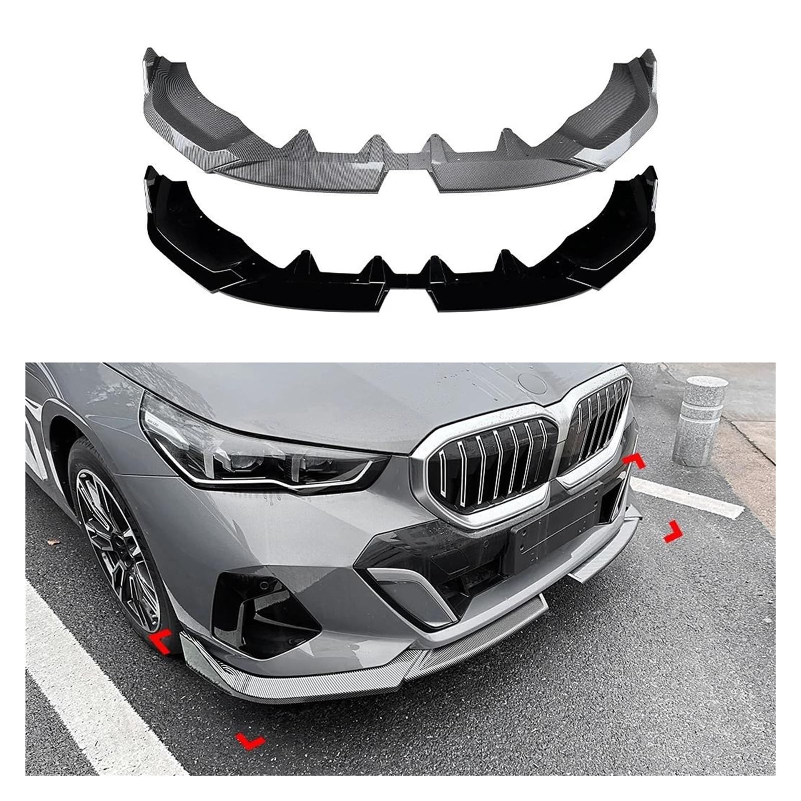 Splitter Auto Frontschürze Lip Auto Außen Spoiler Diffusor Splitter Körper Schutz Kits Für 5 Series I5 G60 G61 Sport 2024 + Frontspoiler(Glossy Black) von MALTAY