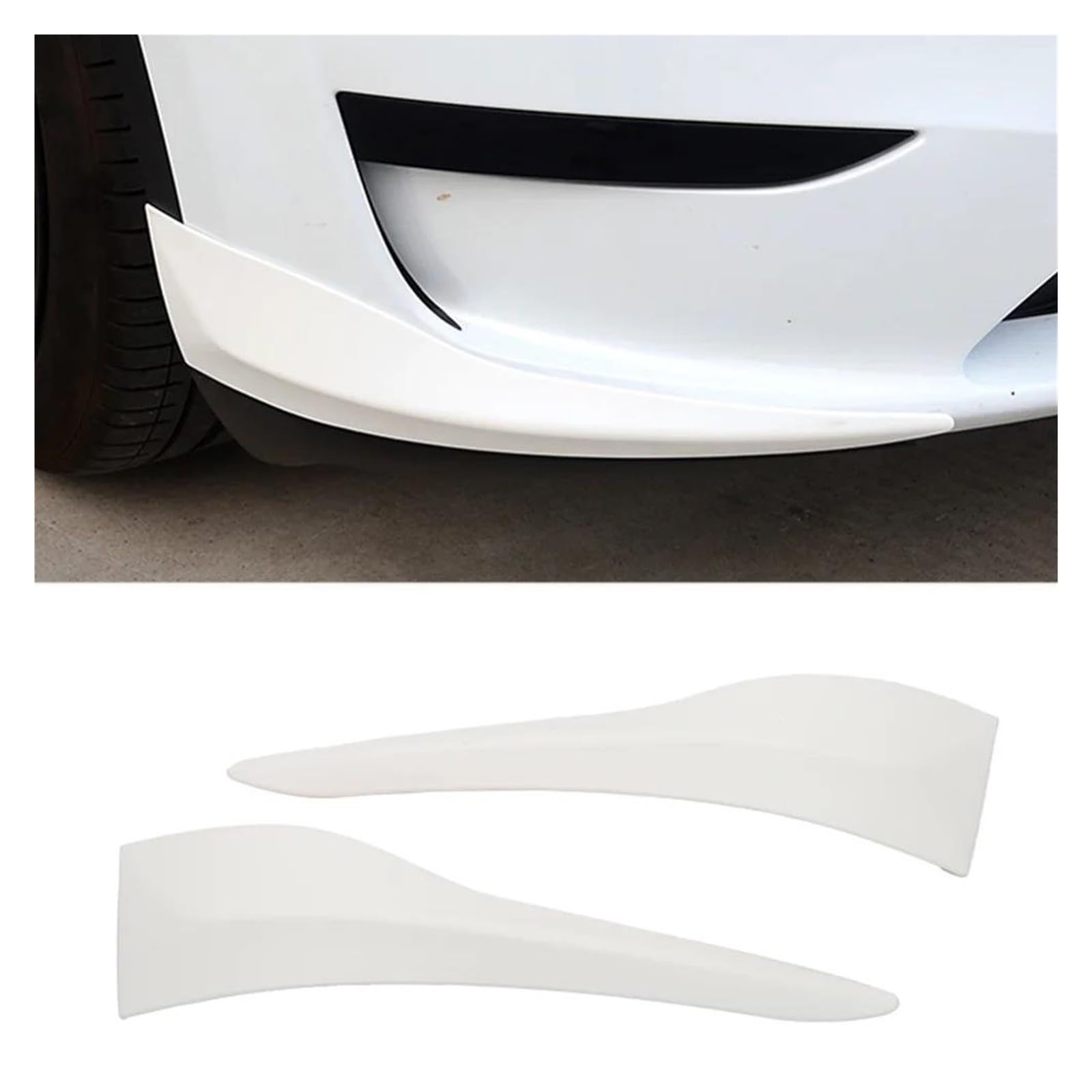 Splitter Autozubehör Für Tesla Für Modell Y 2021 2022 2023 Antikollisions-Frontstoßstangen-Eckschutz-Eckschutzstreifen Stoßstangenlippe Diffusor(1 Pair White) von MALTAY