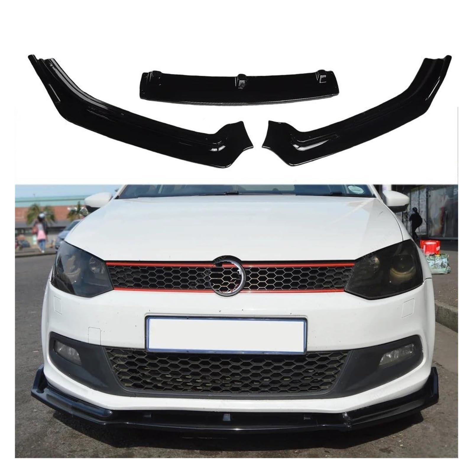 Splitter Für VW Für Polo MK5 6R 6C Für MPI Für Tsi Fließheck Grundlegende 09-17 Bodykits Tuning Front Stoßstange Lip Spoiler Splitter Diffusor Abdeckung Schutz Frontspoiler(10-13 Gloss Black) von MALTAY