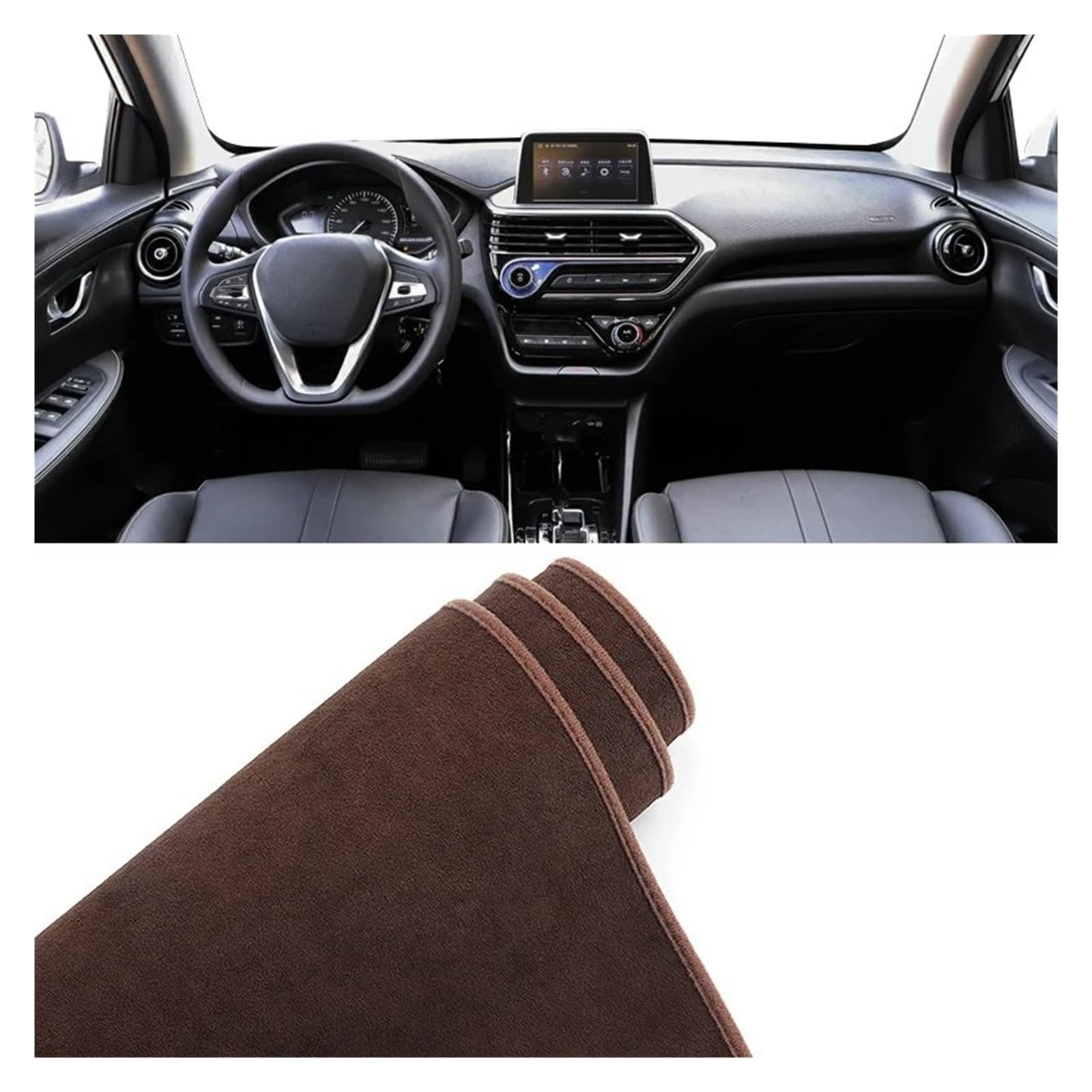 Für Changan Für Alsvin 2018 2019 2020 2021 2022 2023 Auto-Armaturenbrett-Pad Instrumenten-Schreibtisch-Abdeckungsmatte rutschfest Dash Matte Sonnenschutz Matte(B Brown) von MAMEFVBB