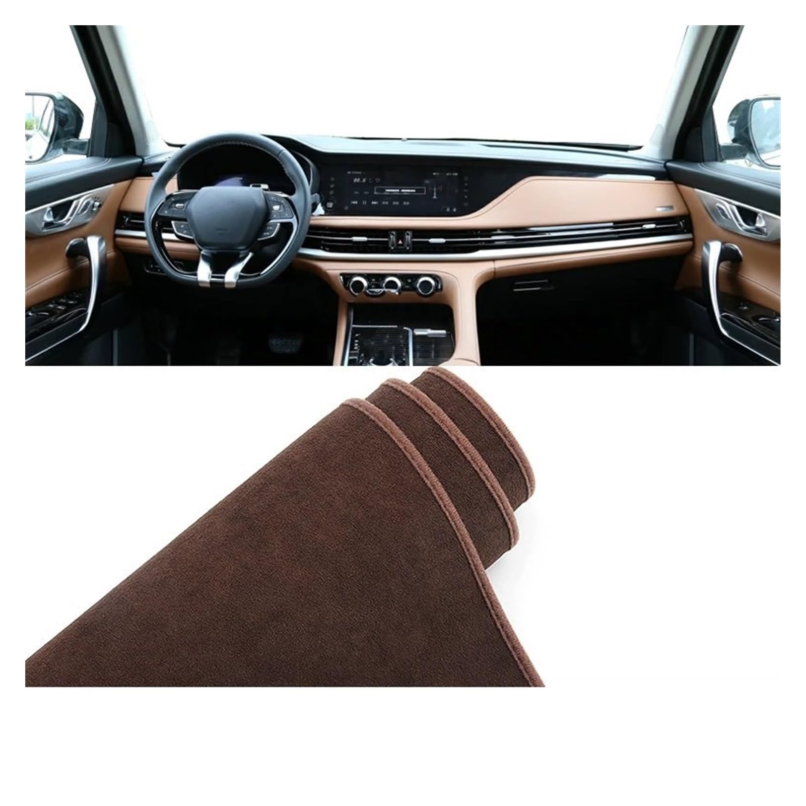 Für Changan Für CS95 2019 2020 2021 2022 2023 Auto Armaturenbrett Pad Instrument Schreibtisch Abdeckung Matte rutschfest Dash Matte Sonnenschutz Matte(B Brown) von MAMEFVBB