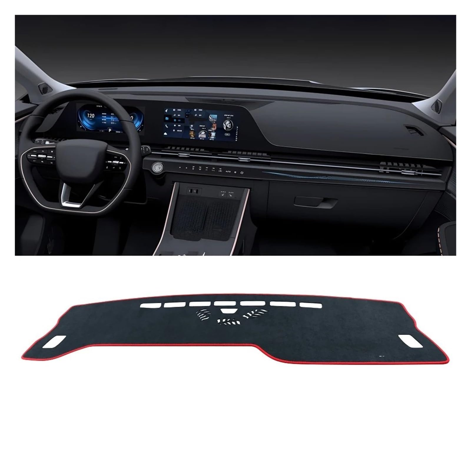 Für Chery Für Omoda Für C5 2022-2024 Für Omoda 5 Auto-Armaturenbrett-Abdeckung Instrument Schreibtisch Sonnenschutzmatte rutschfeste Unterlage Dash Matte Sonnenschutz Matte(LHD Black Red) von MAMEFVBB