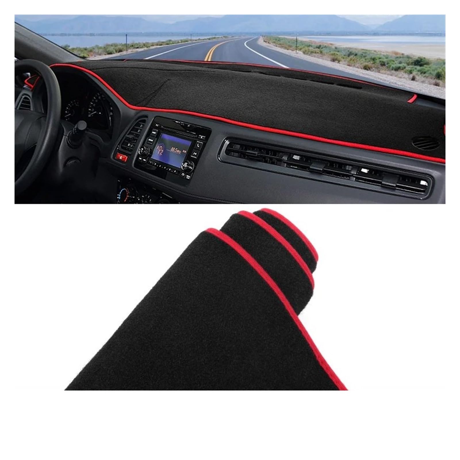 Für HR-V Für HRV Für HR V Für Vezel 2014 2015 2016 2017 2018 2019 2020 Auto-Armaturenbrett-Abdeckmatten Rutschfester Pad-Schutz Dash Matte Sonnenschutz Matte(A LHD Red Side) von MAMEFVBB