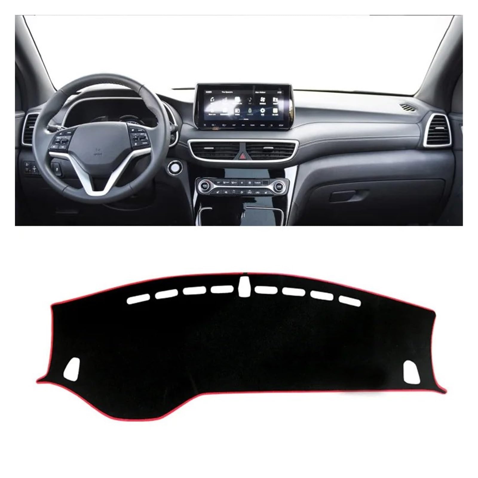 Für Hyundai Für Tucson 2015-2016 2017 2018 2019 2020 Dashboard Abdeckung Matte Pad Dashmat Dash Sonnenschirm Instrument Teppich Dash Matte Sonnenschutz Matte(LHD Red 19-20) von MAMEFVBB