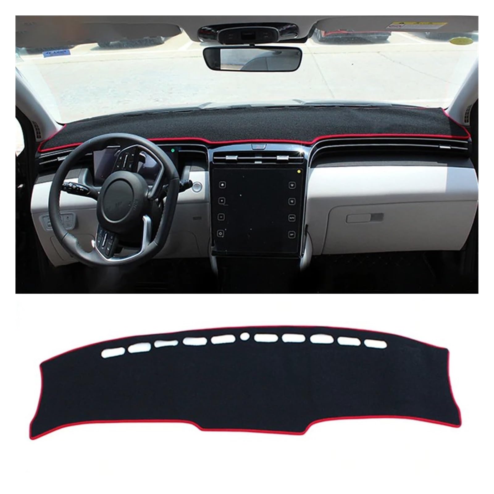 Für Hyundai Für Tucson 2021-2023 Für NX4 Auto Dashboard Matte Instrument Abdeckung Anti-UV Matte Teppiche Sonnenschirm Pad Dash Matte Sonnenschutz Matte(LHD Red Side) von MAMEFVBB