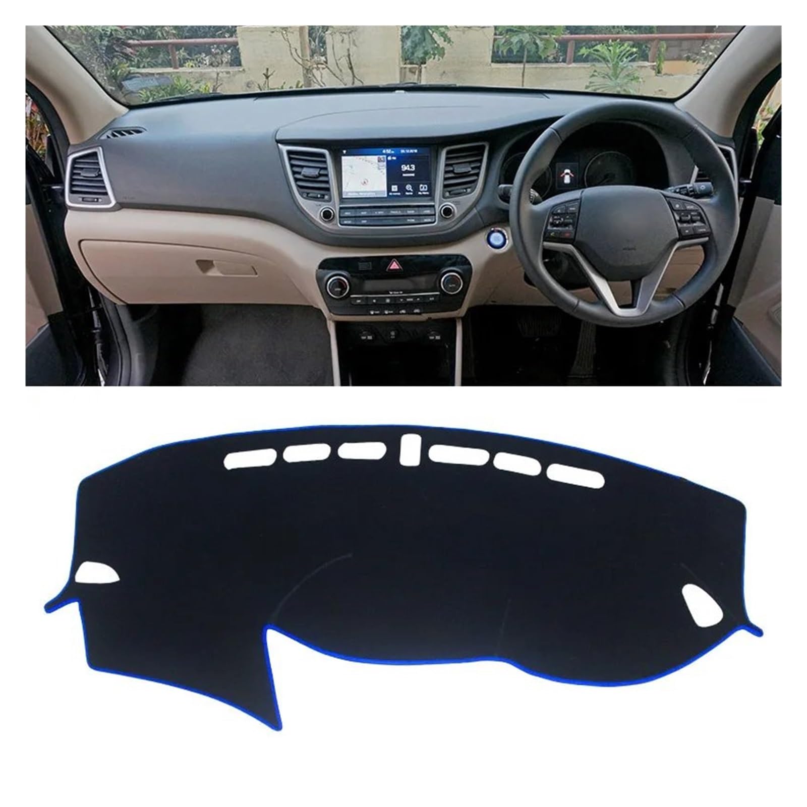 Für Hyundai Für Tucson Für TL Für NX4 2015-2019 2020 2021 2022 2023 Auto Armaturenbrett Abdeckung Matte Sonnenschutz Pad Teppiche Dash Matte Sonnenschutz Matte(RHD 15-18 Blue) von MAMEFVBB