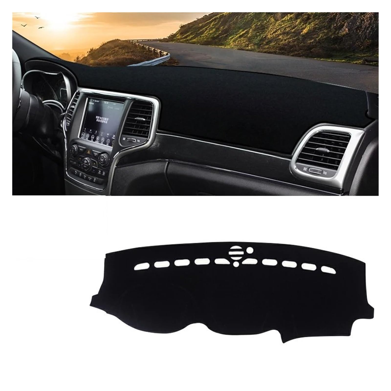 Für Jeep Für Grand Für Cherokee 2011 2012 2013 2014 2015 2016 2017 2018 2019 Auto Dashboard Instrument Panel Abdeckung Teppiche Dash Matte Sonnenschutz Matte(A Black Side) von MAMEFVBB