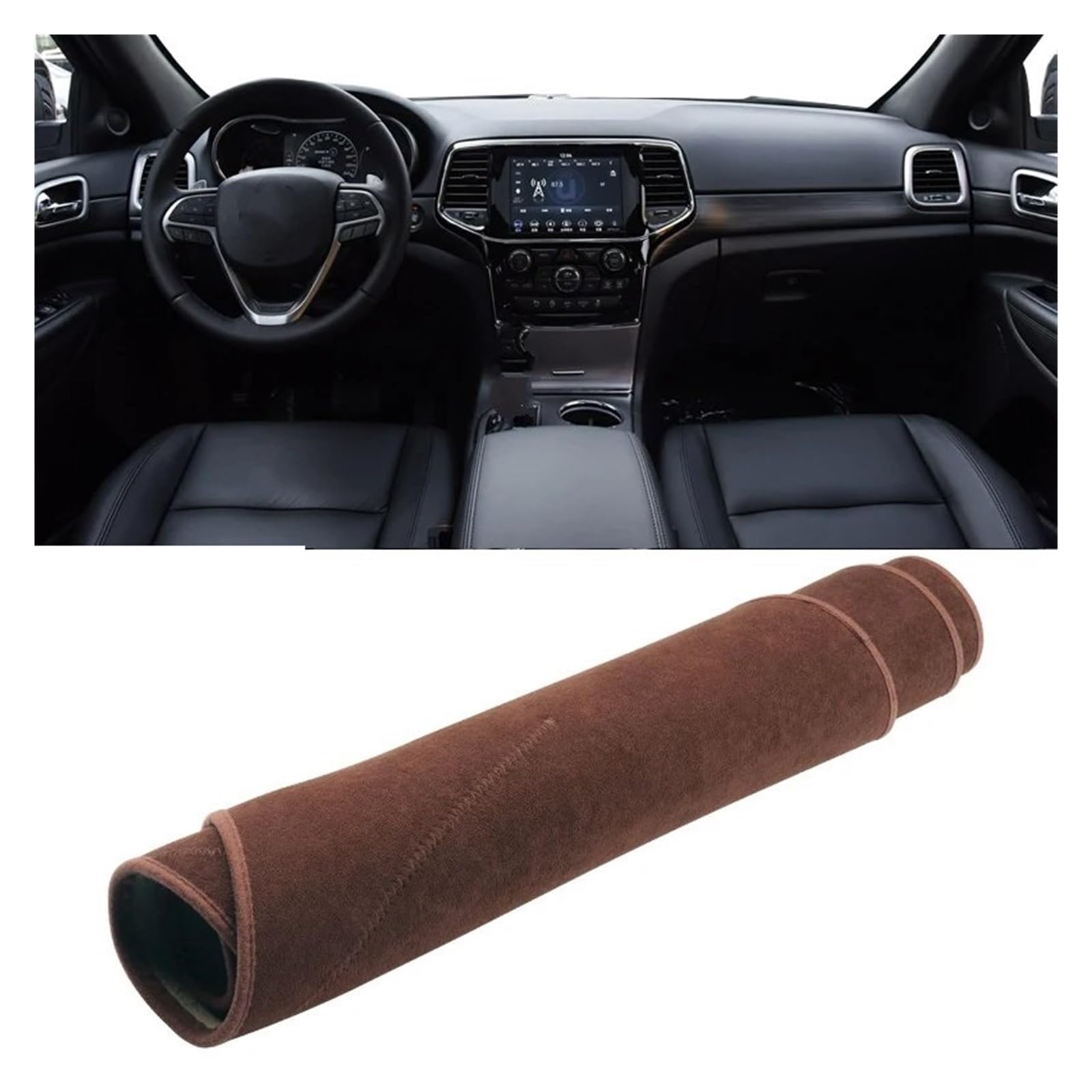 Für Jeep Für Grand Für Cherokee 2011-2013 2014 2015 2016 2017 2018 2019 Auto Armaturenbrett Abdeckung Instrument Schreibtisch Sonnenschutz Dash Matte Sonnenschutz Matte(B Brown) von MAMEFVBB