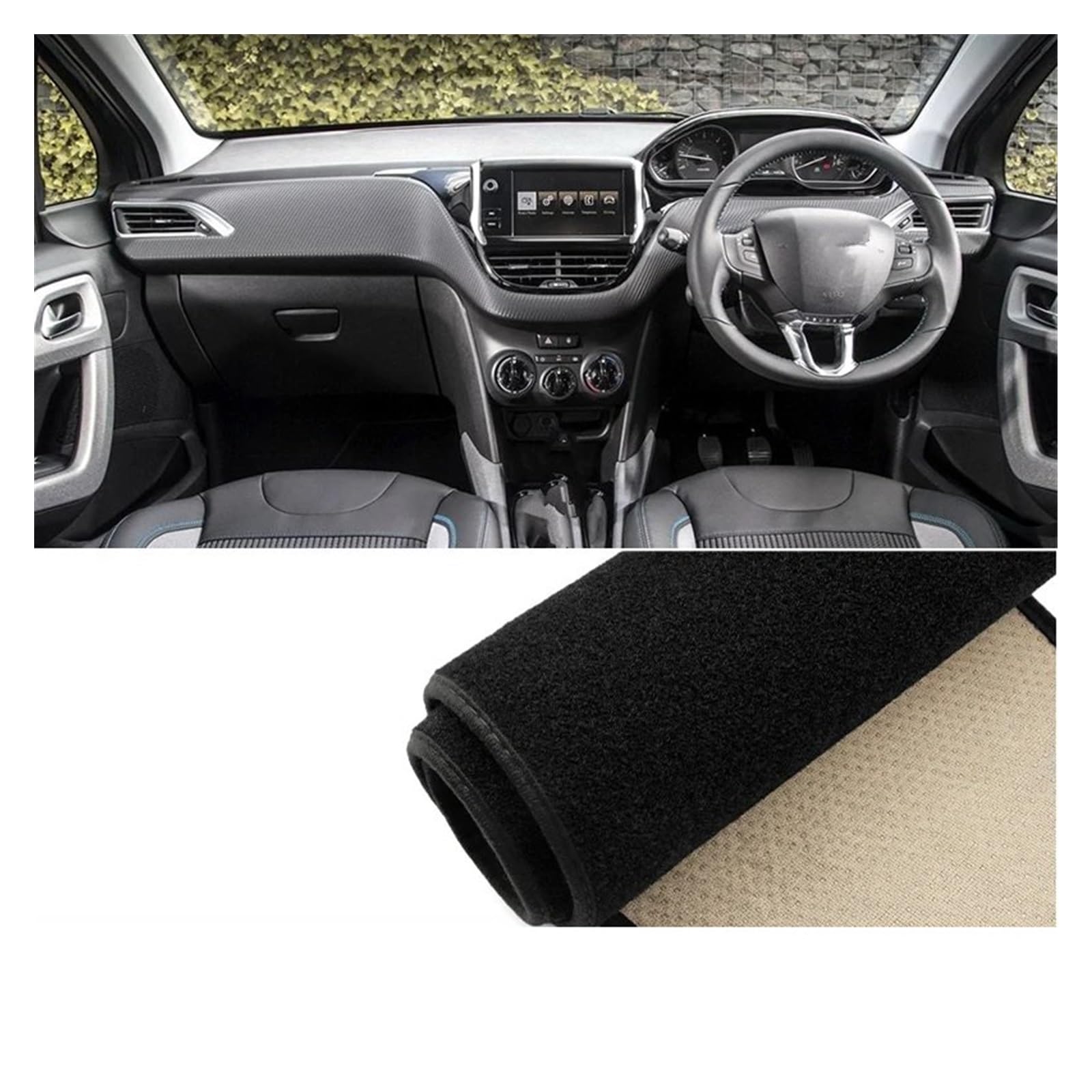 Für Peugeot 2008 2013 2014 2015 2016 2017 2018 Auto Armaturenbrett Abdeckung Sonnenschutz Matte Instrumententafel rutschfeste Teppiche Dash Matte Sonnenschutz Matte(A Black Side RHD) von MAMEFVBB