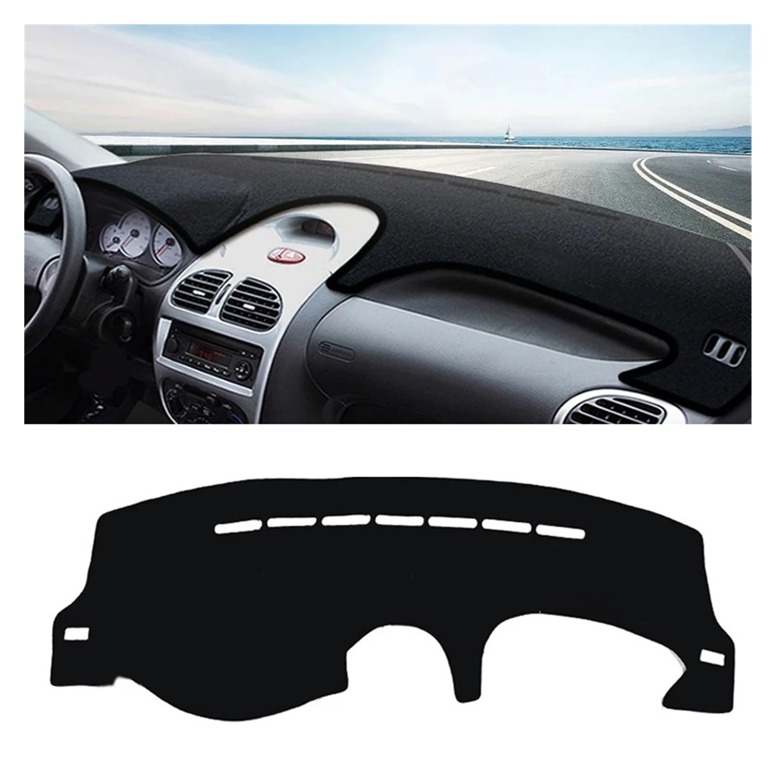 Für Peugeot 206 Für 206CC Für 206SW 2004-2008 Auto-Armaturenbrett-Abdeckungsmatte Armaturenbrett Sonnenschutzpolster Instrument Rutschfester Teppich Dash Matte Sonnenschutz Matte(A Black Side) von MAMEFVBB