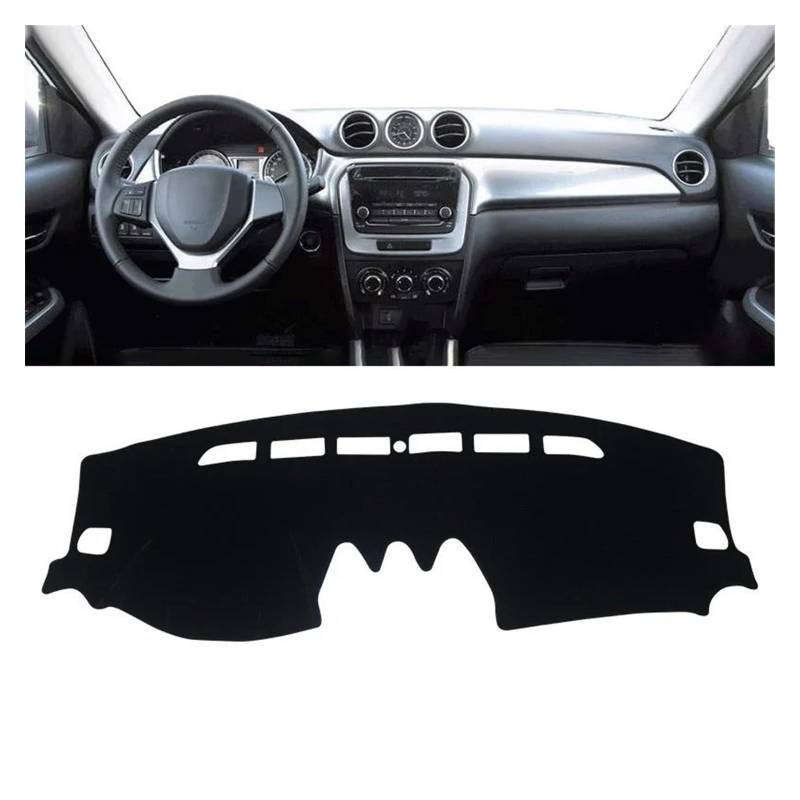 Für Suzuki Für Vitara Für LY 2015 2016 2017 2018 2019 2020 2021 2022 Auto Armaturenbrett Abdeckung Instrument Teppich Dash Matte Sonnenschutz Matte(A LHD Black Side) von MAMEFVBB