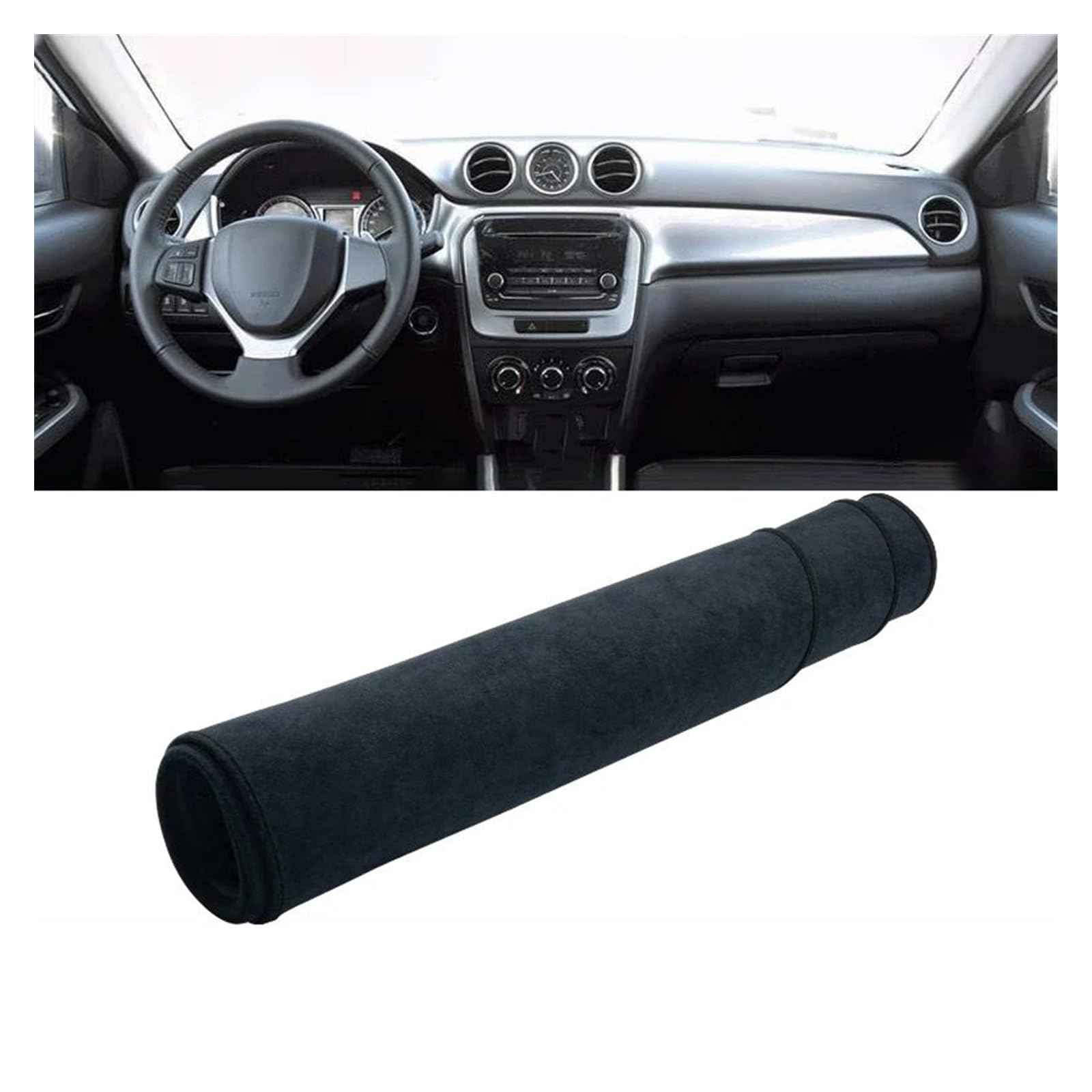 Für Suzuki Für Vitara Für LY 2015 2016 2017 2018 2019 2020 2021 2022 Auto Armaturenbrett Abdeckung Instrument Teppich Dash Matte Sonnenschutz Matte(B LHD Black) von MAMEFVBB