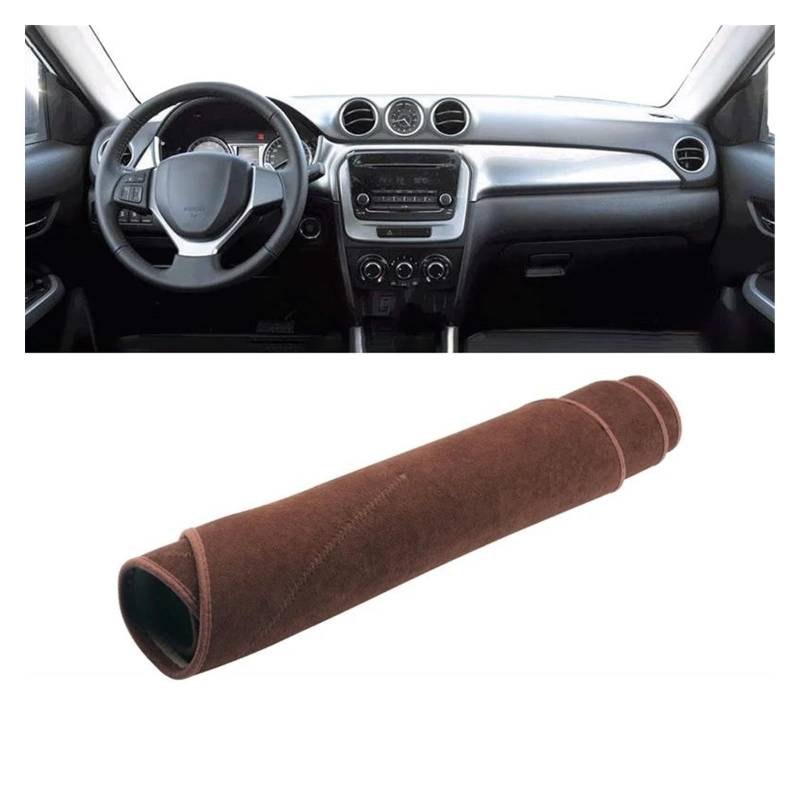 Für Suzuki Für Vitara Für LY 2015 2016 2017 2018 2019 2020 2021 2022 Auto Armaturenbrett Abdeckung Instrument Teppich Dash Matte Sonnenschutz Matte(B LHD Brown) von MAMEFVBB