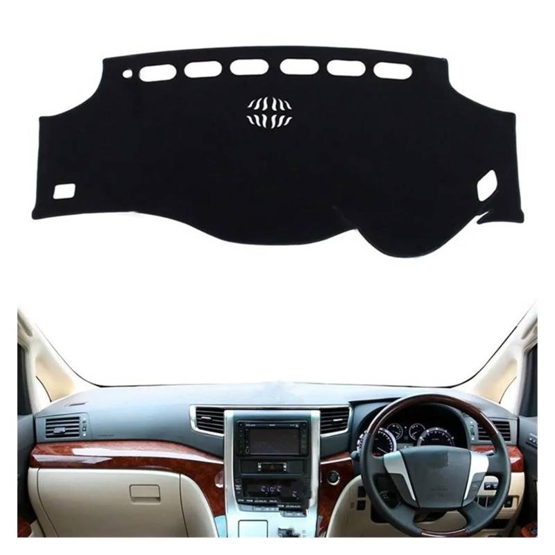 Für Toyota Für Alphard Für Vellfire 2008 2009-2017 Dashmat Dashboard Abdeckung Matte Pad Sonnenblende Armaturenbrett Teppich Dash Matte Sonnenschutz Matte(Schwarz,RHD) von MAMEFVBB